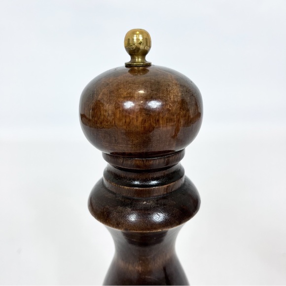 Vintage Wooden Pepper Mill & Salt Shaker Large Solid Wood 9” MCM - Picture 3 of 10